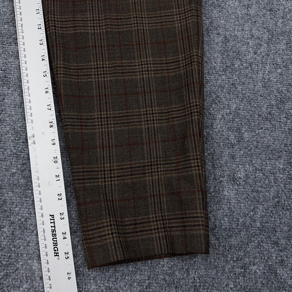 Lauren Ralph Lauren Dress Pants Men 38x30 Brown Glen Plaid Wool Blend HEMMED 26" - Picture 7 of 9